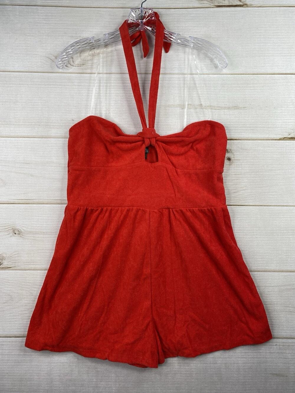 Wild Fable Shortall Womens L Red Terry Cloth Short Romper Halter Beach NWT!